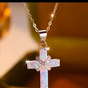 White and Gold Cross Pendant Necklace